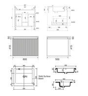 Belbagno - Belbagno Rimini wall hung Vanity 600mm -  Rain Forest - Aqualux Bathrooms