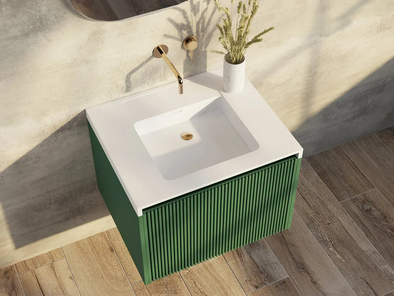 Belbagno - Belbagno Rimini wall hung Vanity 600mm -  Rain Forest - Aqualux Bathrooms