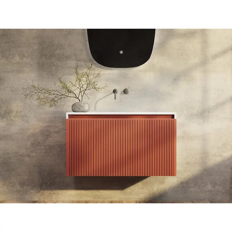 Belbagno - Belbagno Rimini wall hung Vanity 800mm - Potter's Clay - Aqualux Bathrooms