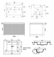 Belbagno - Belbagno Rimini wall hung Vanity 800mm - Potter's Clay - Aqualux Bathrooms