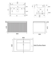 Belbagno - Belbagno Rimini wall hung Vanity 800mm - Rain Forest - Aqualux Bathrooms