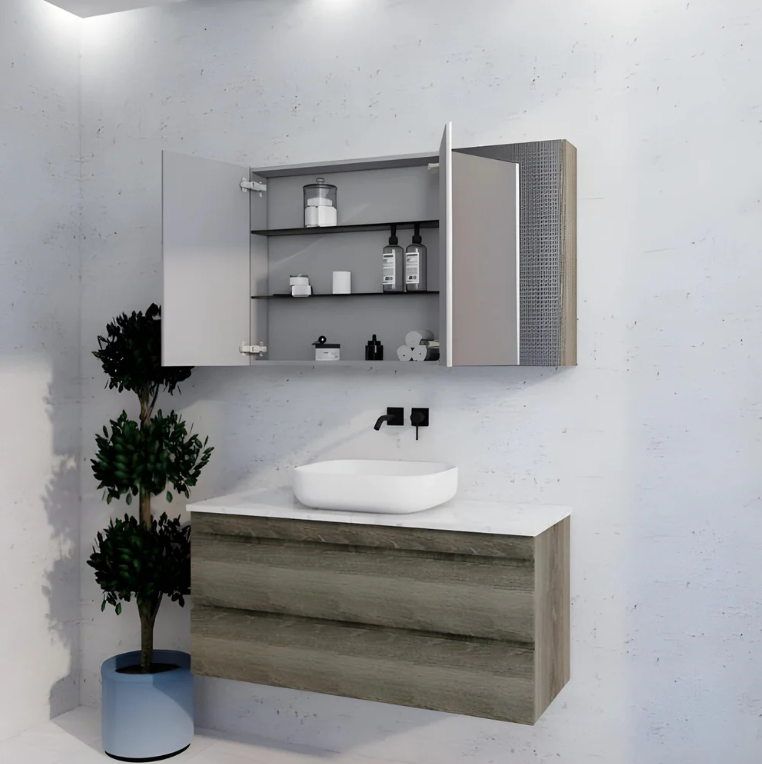 RIVA GENEVA FLAT Dark Oak Mirror Shaving Cabinet 1200mm