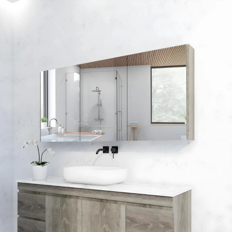 RIVA GENEVA FLAT Dark Oak Mirror Shaving Cabinet 1500mm