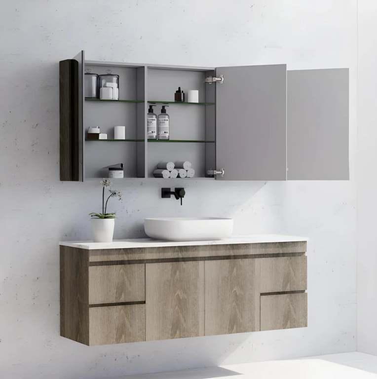 RIVA GENEVA FLAT Dark Oak Mirror Shaving Cabinet 1500mm