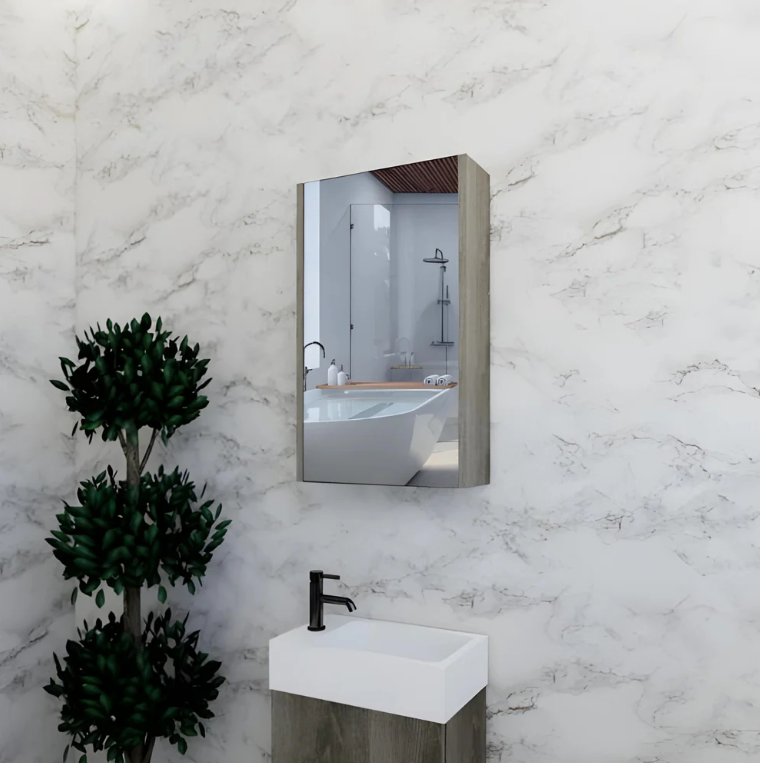 RIVA GENEVA FLAT Dark Oak Mirror Shaving Cabinet 450mm