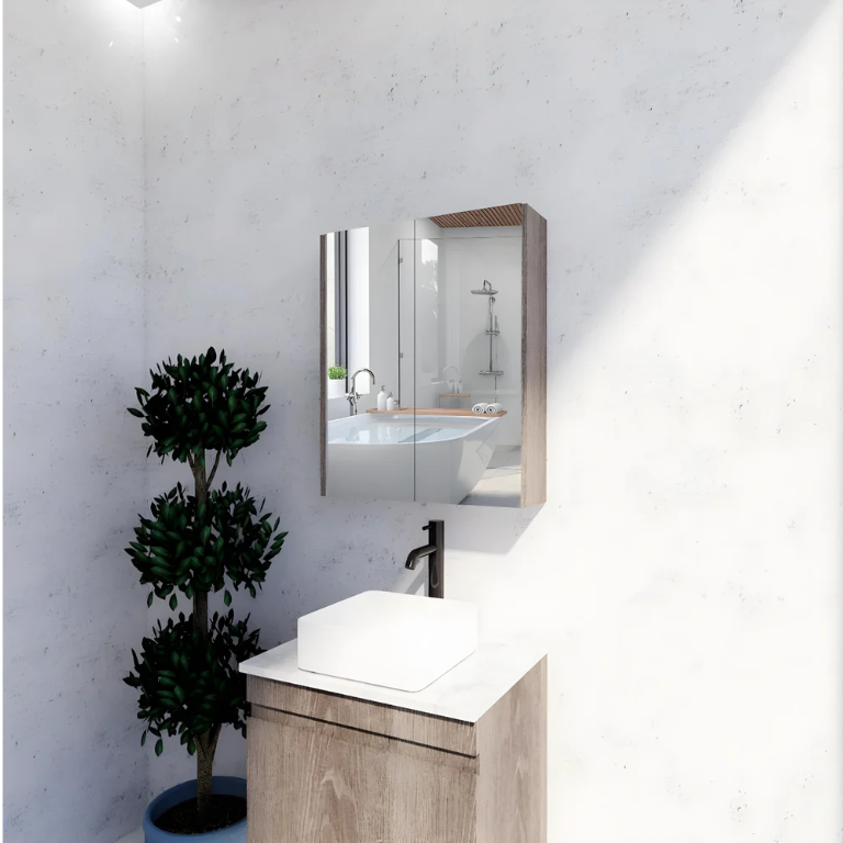 RIVA GENEVA FLAT Dark Oak Mirror Shaving Cabinet 600mm