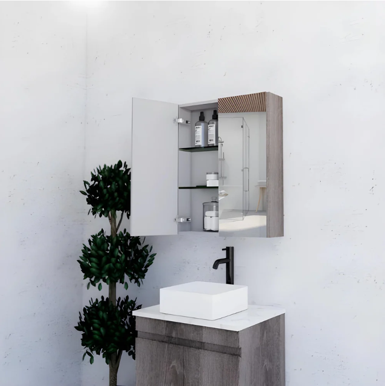 RIVA GENEVA FLAT Dark Oak Mirror Shaving Cabinet 600mm