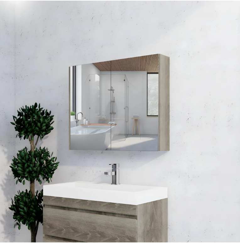 RIVA GENEVA FLAT Dark Oak Mirror Shaving Cabinet 900mm