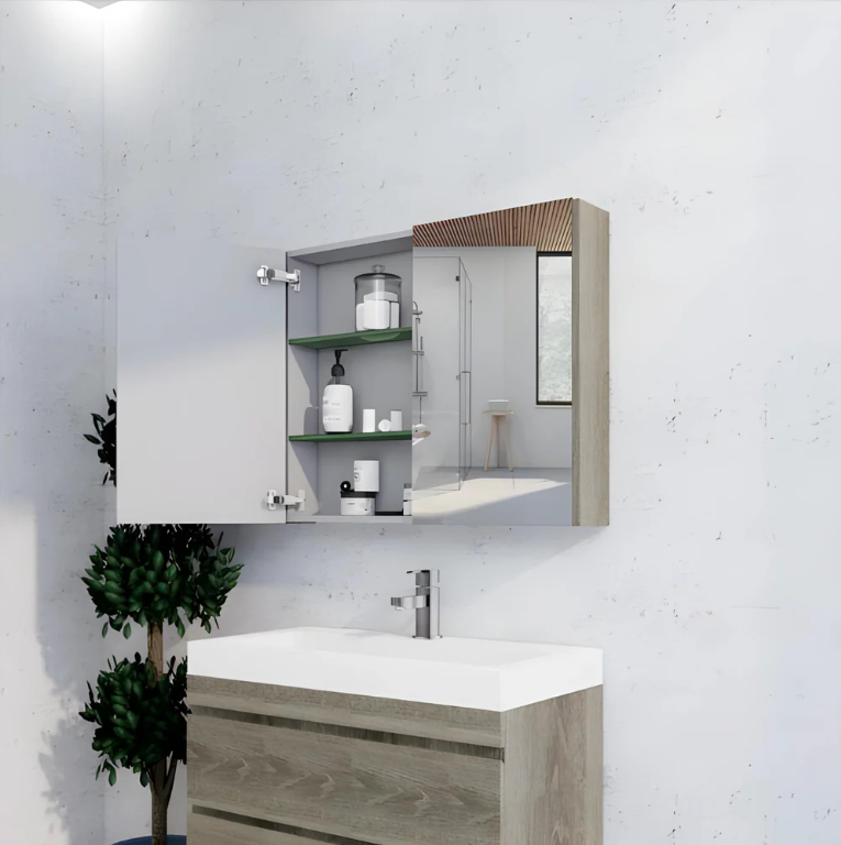 RIVA GENEVA FLAT Dark Oak Mirror Shaving Cabinet 900mm