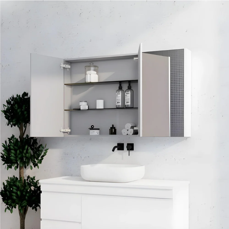 RIVA GENEVA FLAT Gloss/Matte White Mirror Shaving Cabinet 1200mm