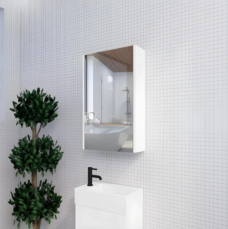 RIVA GENEVA FLAT Gloss/Matte White Mirror Shaving Cabinet 450mm