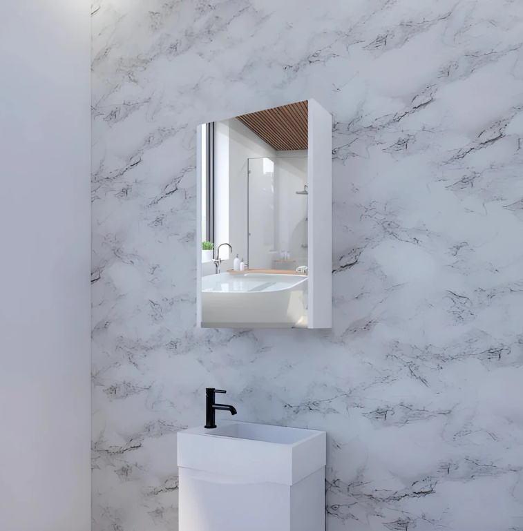 RIVA GENEVA FLAT Gloss/Matte White Mirror Shaving Cabinet 450mm