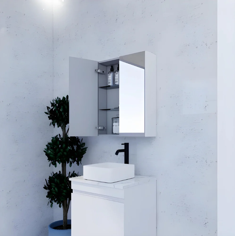 RIVA GENEVA FLAT Gloss/Matte White Mirror Shaving Cabinet 600mm