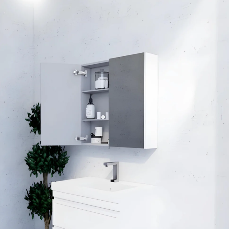 RIVA GENEVA FLAT Gloss/Matte White Mirror Shaving Cabinet 750mm