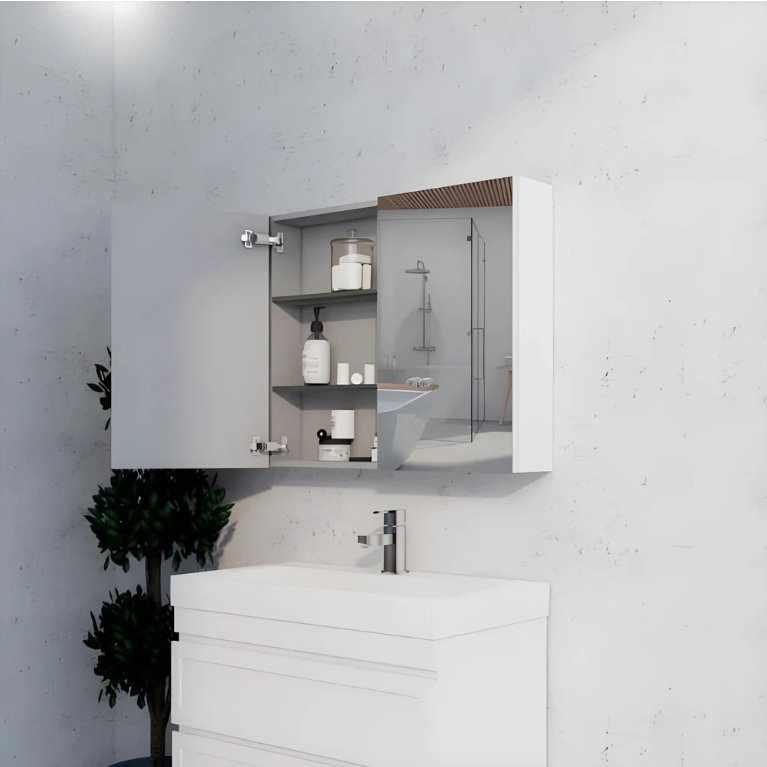 RIVA GENEVA FLAT Gloss/Matte White Mirror Shaving Cabinet 900mm