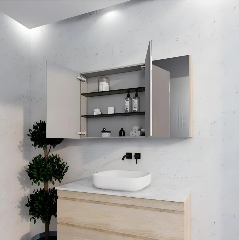 RIVA GENEVA FLAT Light Oak Mirror Shaving Cabinet 1200mm