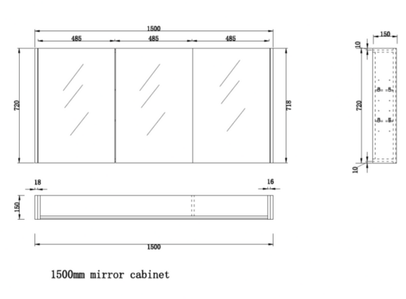 RIVA GENEVA FLAT Light Oak Mirror Shaving Cabinet 1500mm