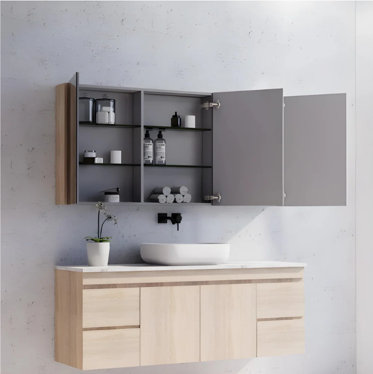 RIVA GENEVA FLAT Light Oak Mirror Shaving Cabinet 1500mm