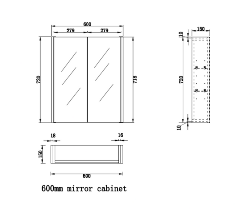 RIVA GENEVA FLAT Light Oak Mirror Shaving Cabinet 600mm