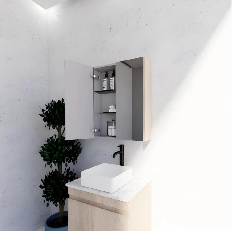 RIVA GENEVA FLAT Light Oak Mirror Shaving Cabinet 600mm