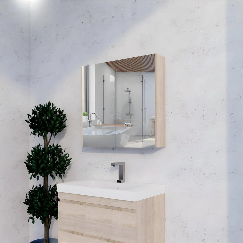 RIVA GENEVA FLAT Light Oak Mirror Shaving Cabinet 750mm