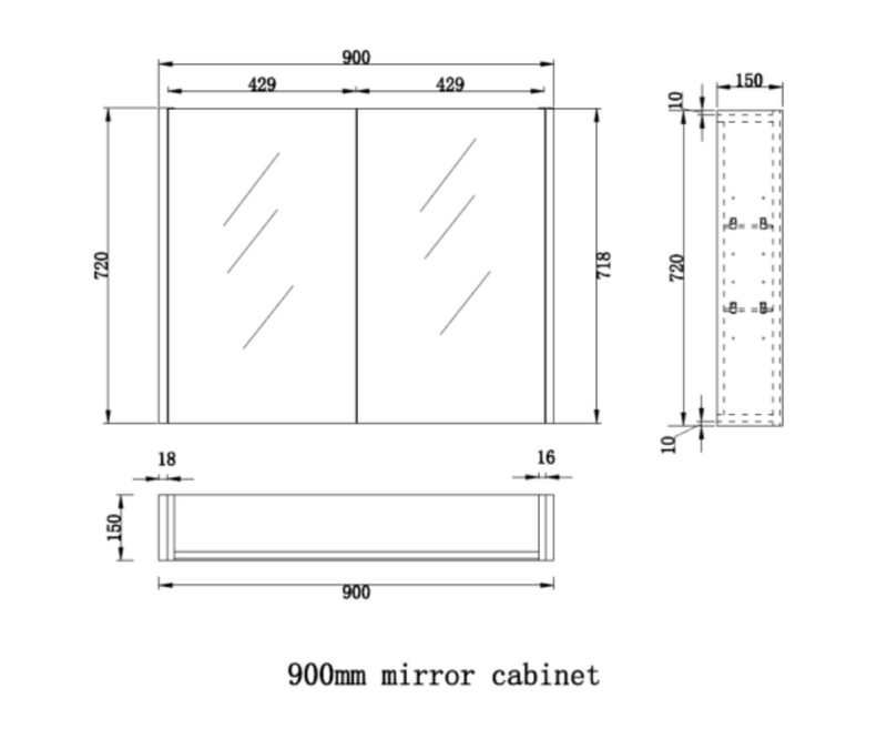 RIVA GENEVA FLAT Light Oak Mirror Shaving Cabinet 900mm
