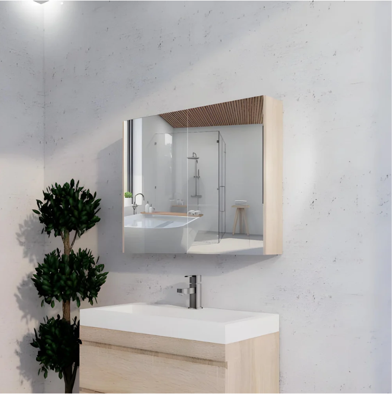 RIVA GENEVA FLAT Light Oak Mirror Shaving Cabinet 900mm