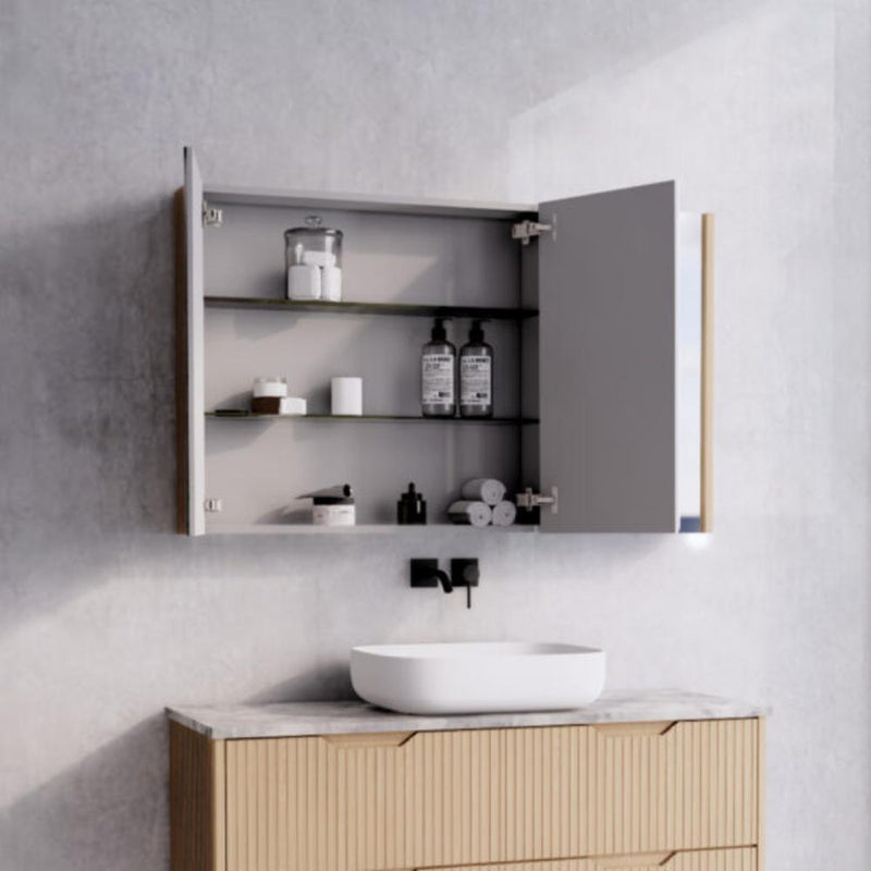 RIVA GENEVA FLUTED American Oak Mirror Shaving Cabinet 1200mm