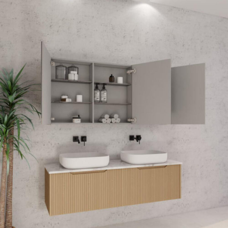 RIVA GENEVA FLUTED American Oak Mirror Shaving Cabinet 1500mm