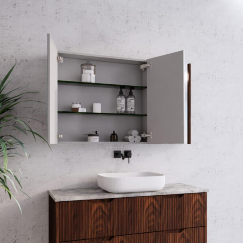 RIVA GENEVA FLUTED Brown Oak Mirror Shaving Cabinet 1200mm