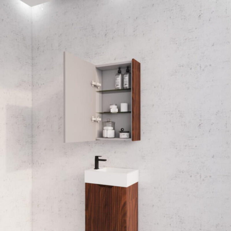 RIVA GENEVA FLUTED Brown Oak Mirror Shaving Cabinet 450mm