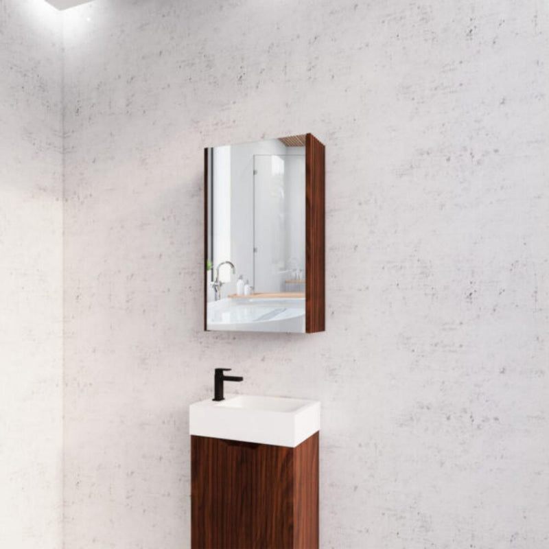 RIVA GENEVA FLUTED Brown Oak Mirror Shaving Cabinet 450mm
