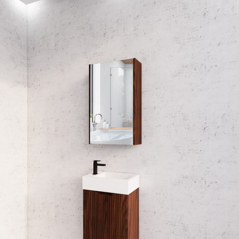 RIVA GENEVA FLUTED Brown Oak Mirror Shaving Cabinet 450mm