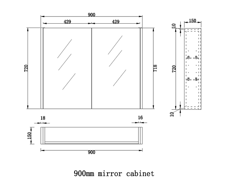 RIVA GENEVA FLUTED Brown Oak Mirror Shaving Cabinet 900mm
