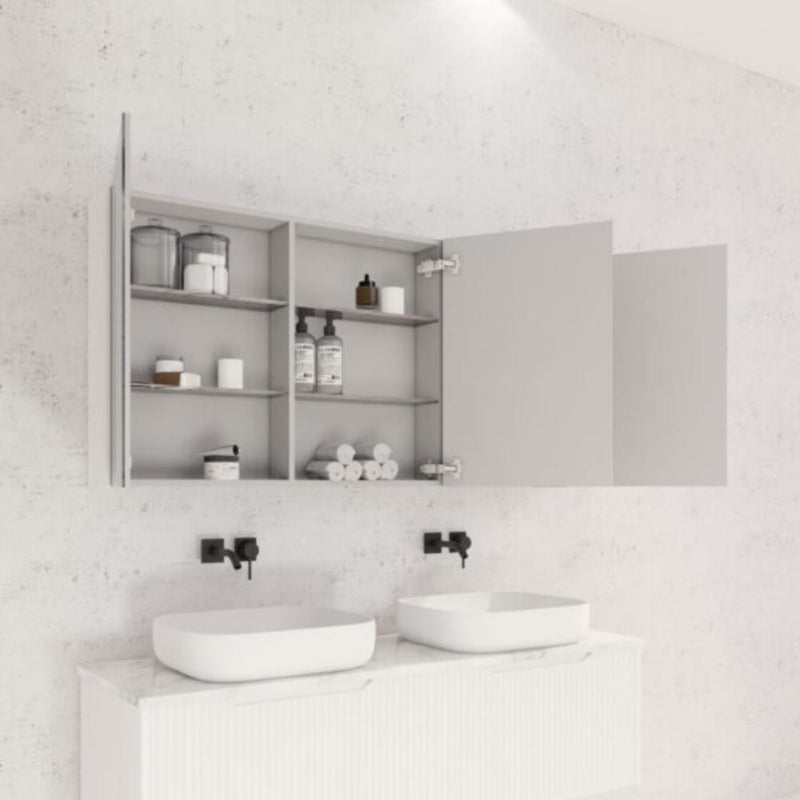 RIVA GENEVA FLUTED Matte White Mirror Shaving Cabinet 1500mm