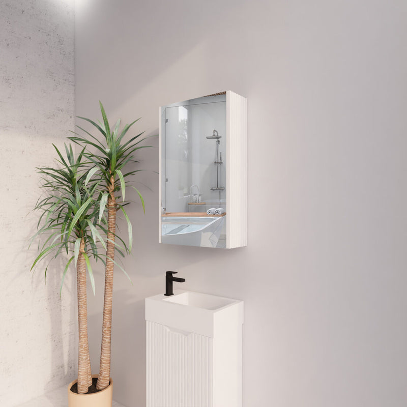 RIVA GENEVA FLUTED Matte White Mirror Shaving Cabinet 450mm