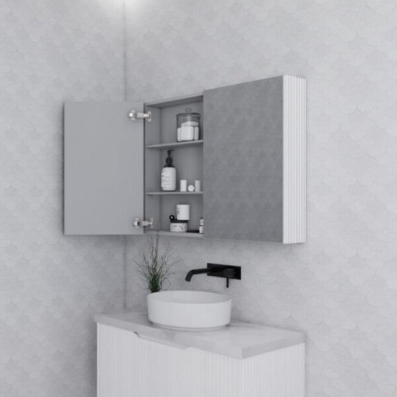 RIVA GENEVA FLUTED Matte White Mirror Shaving Cabinet 900mm
