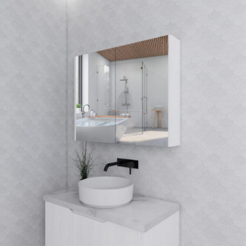 RIVA GENEVA FLUTED Matte White Mirror Shaving Cabinet 900mm