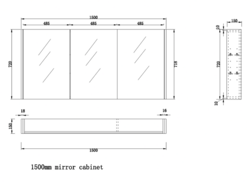 RIVA GENEVA FLUTED White Oak Mirror Shaving Cabinet 1500mm