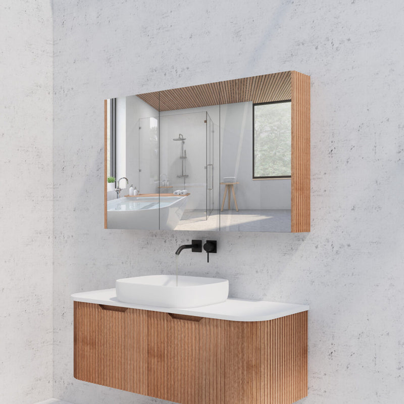 RIVA GENEVA FLUTED Solid Timber Mirror Shaving Cabinet 1200mm
