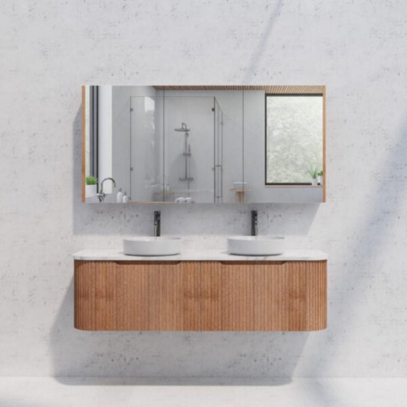 RIVA GENEVA FLUTED Solid Timber Mirror Shaving Cabinet 1500mm