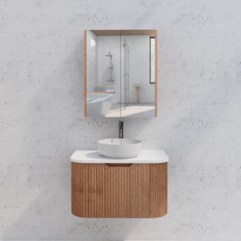 RIVA GENEVA FLUTED Solid Timber Mirror Shaving Cabinet 600mm
