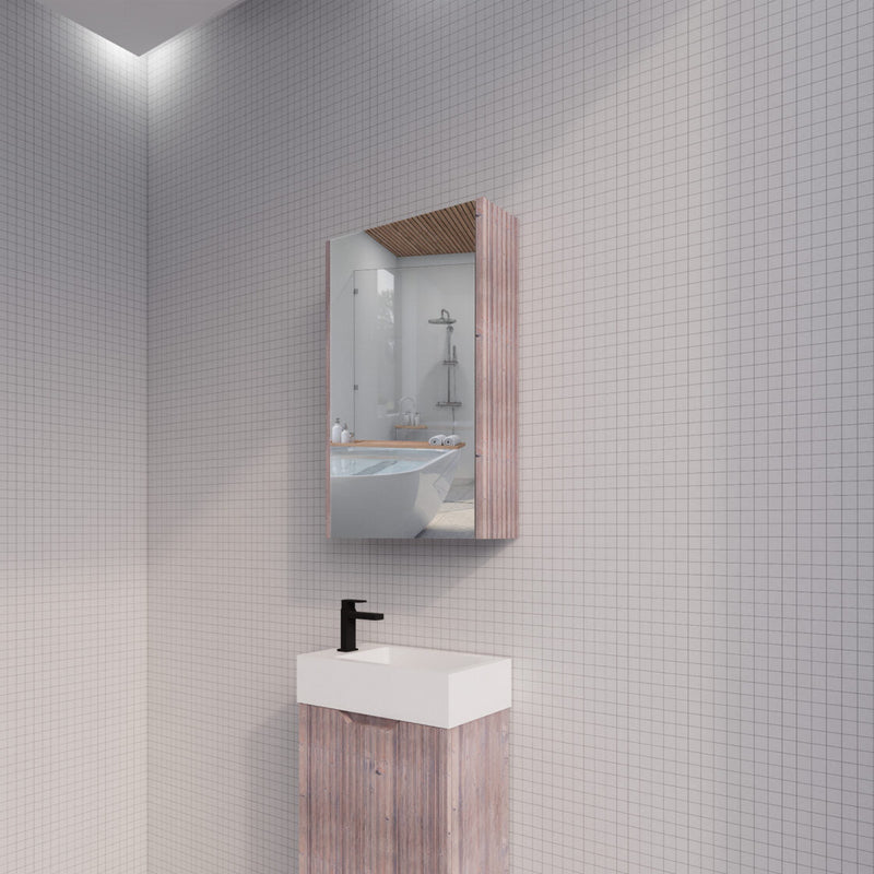 RIVA GENEVA FLUTED White Oak Mirror Shaving Cabinet 450mm