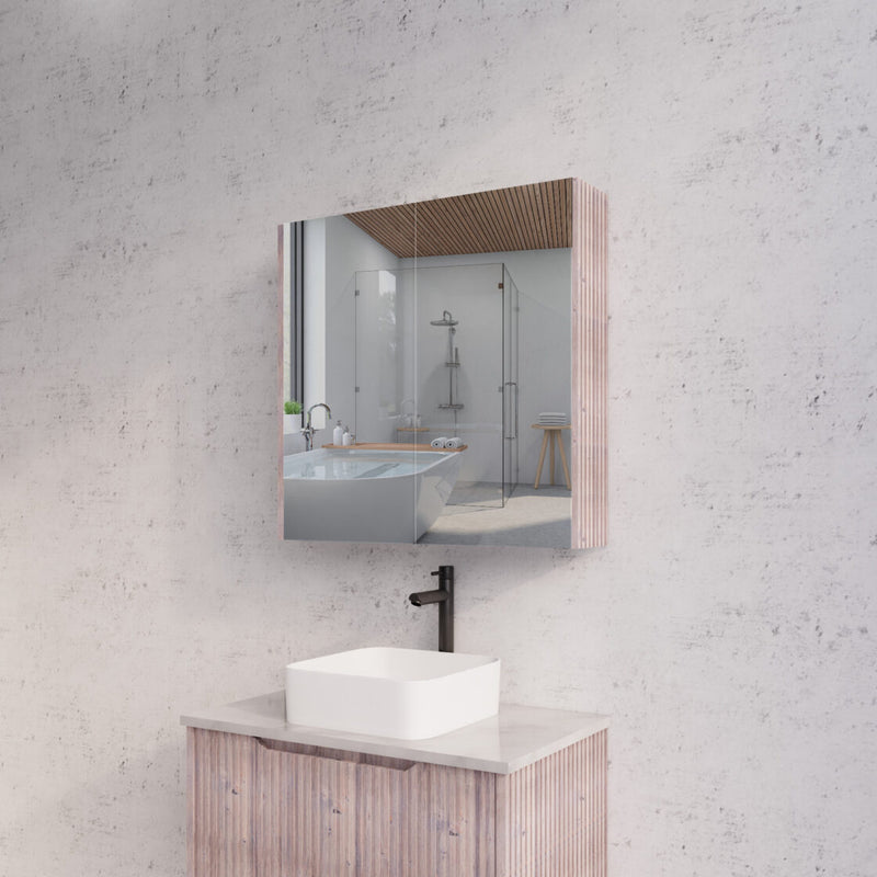 RIVA GENEVA FLUTED White Oak Mirror Shaving Cabinet 750mm