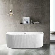 Rose 1500mm Fluted Back To Wall Matt White Bathtub - Aqualux Bathrooms- Mercio
