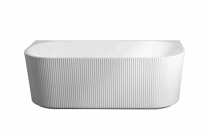 Rose Fluted Back To Wall Bathtub (Matte White) - Aqualux Bathrooms- Mercio