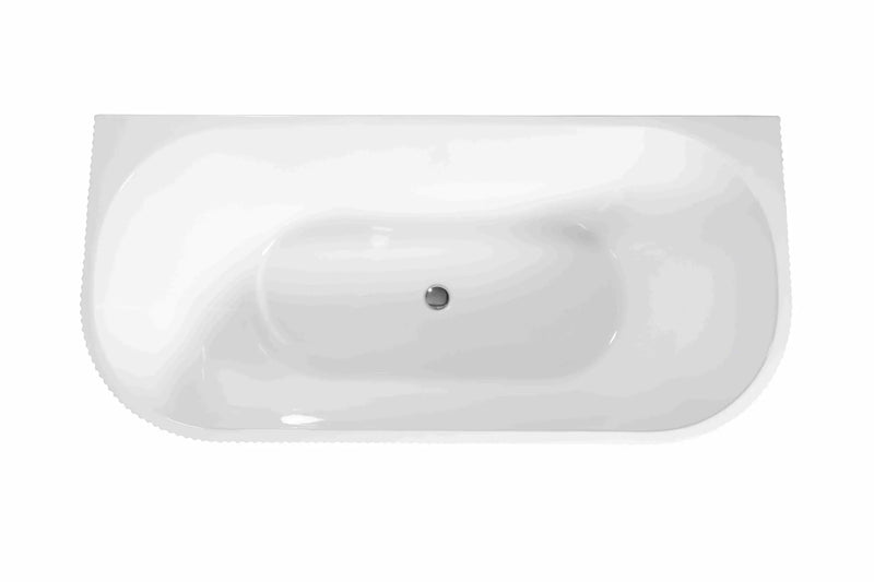 Rose Fluted Back To Wall Bathtub (Matte White) - Aqualux Bathrooms- Mercio