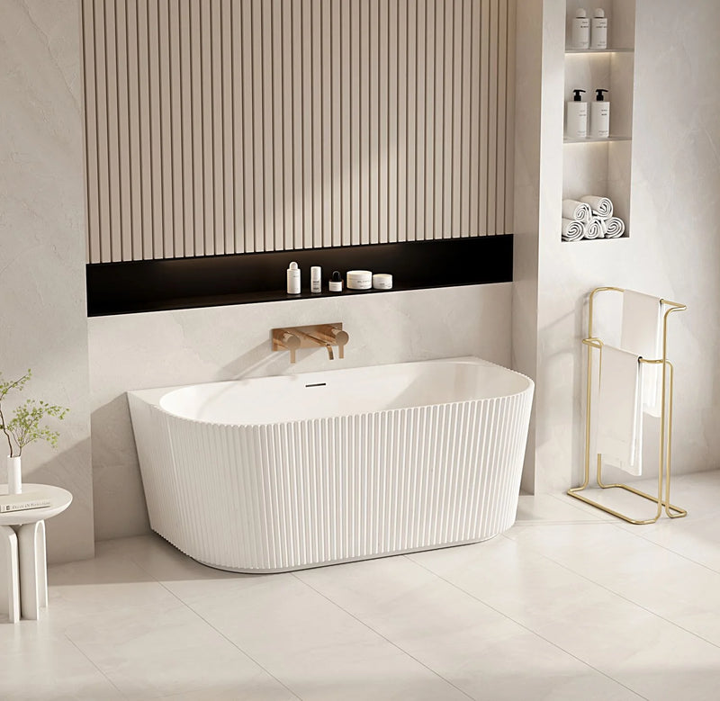 Rose Fluted Back To Wall Bathtub (Matte White)
