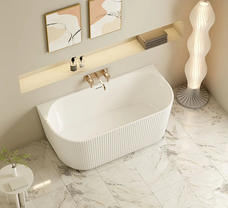 Rose Fluted Back To Wall Bathtub (Matte White)