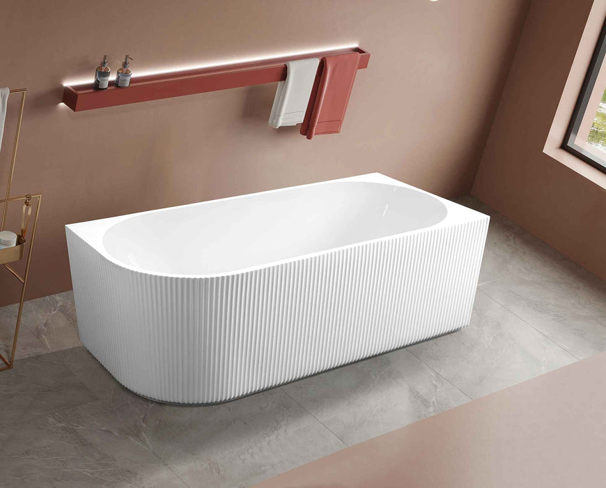 Rose V-Groove Right Corner Bathtub (Matt White)